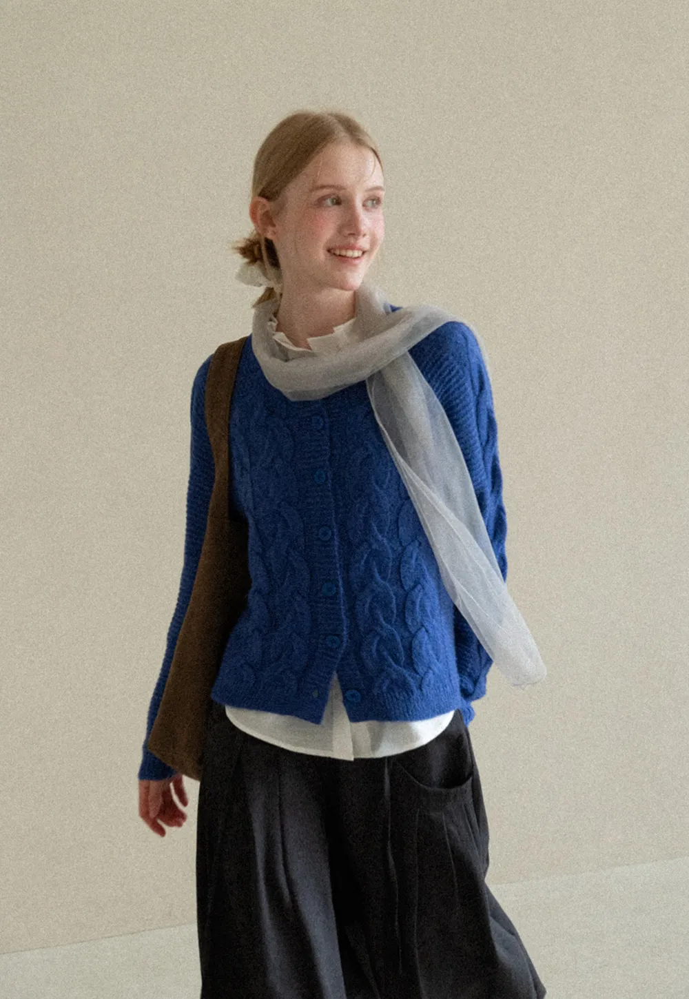 Cable Knit Cardigan Woolen Knit Sweater