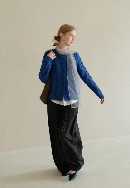 Cable Knit Cardigan Woolen Knit Sweater