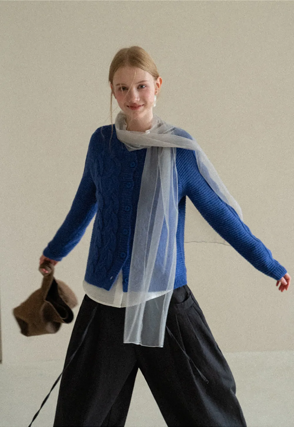 Cable Knit Cardigan Woolen Knit Sweater
