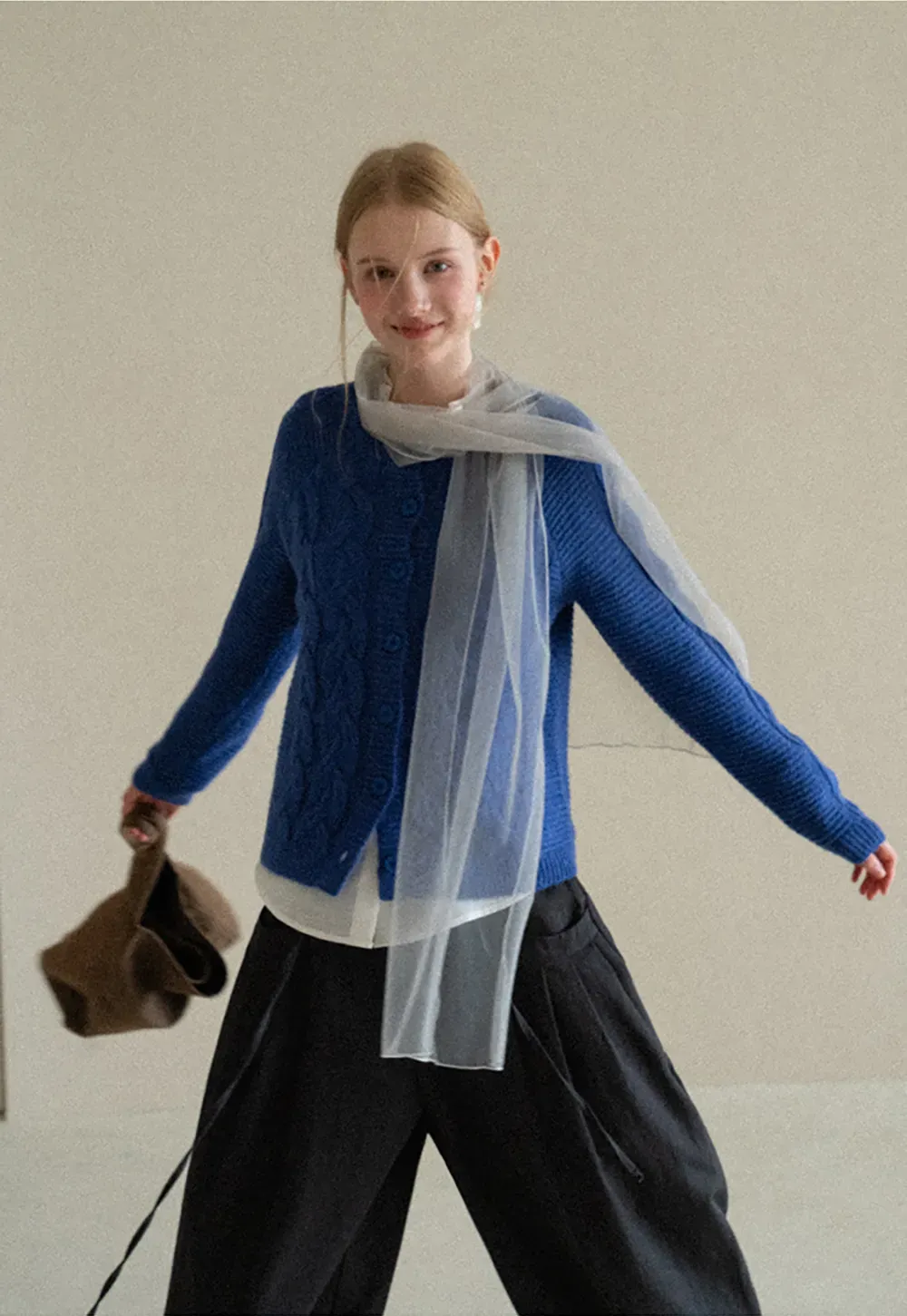 Cable Knit Cardigan Woolen Knit Sweater