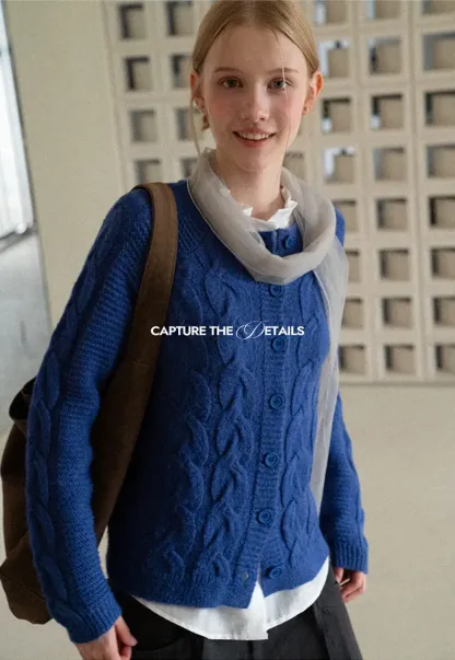 Cable Knit Cardigan Woolen Knit Sweater