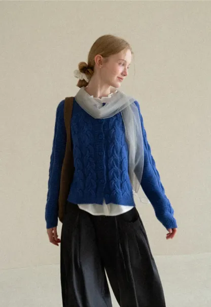 Cable Knit Cardigan Woolen Knit Sweater