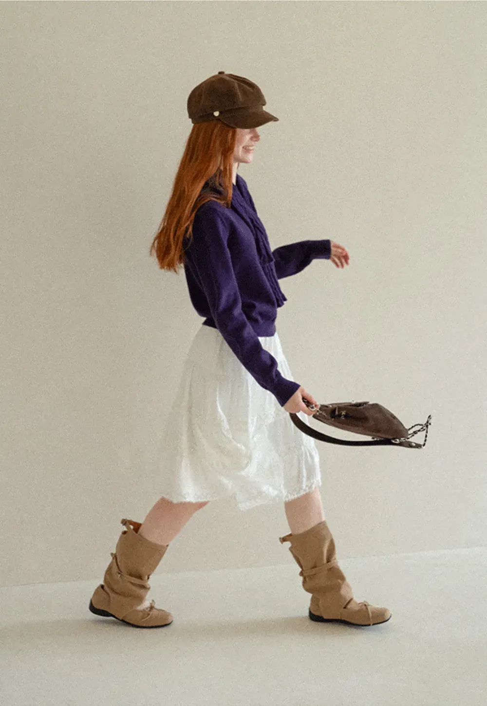 Cropped Ribbed Knit Sweater with Detachable Cowl Neck