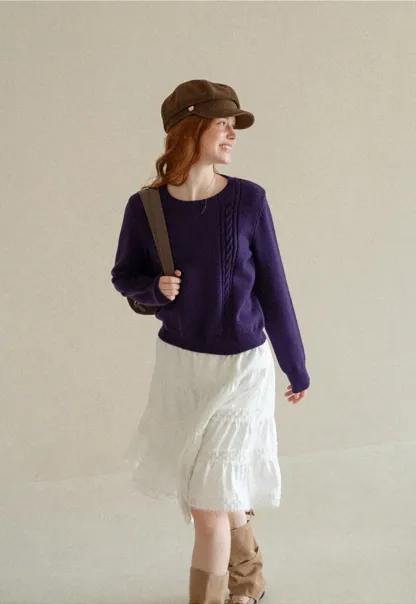 Cropped Ribbed Knit Sweater with Detachable Cowl Neck