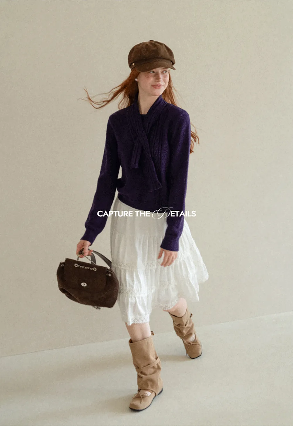 Cropped Ribbed Knit Sweater with Detachable Cowl Neck