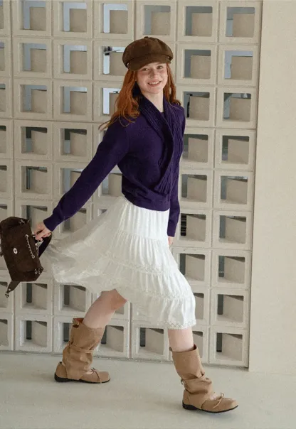 Cropped Ribbed Knit Sweater with Detachable Cowl Neck