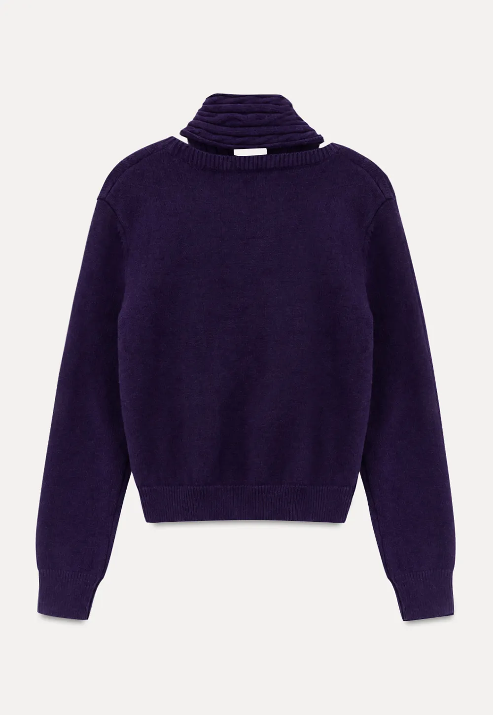 Cropped Ribbed Knit Sweater with Detachable Cowl Neck