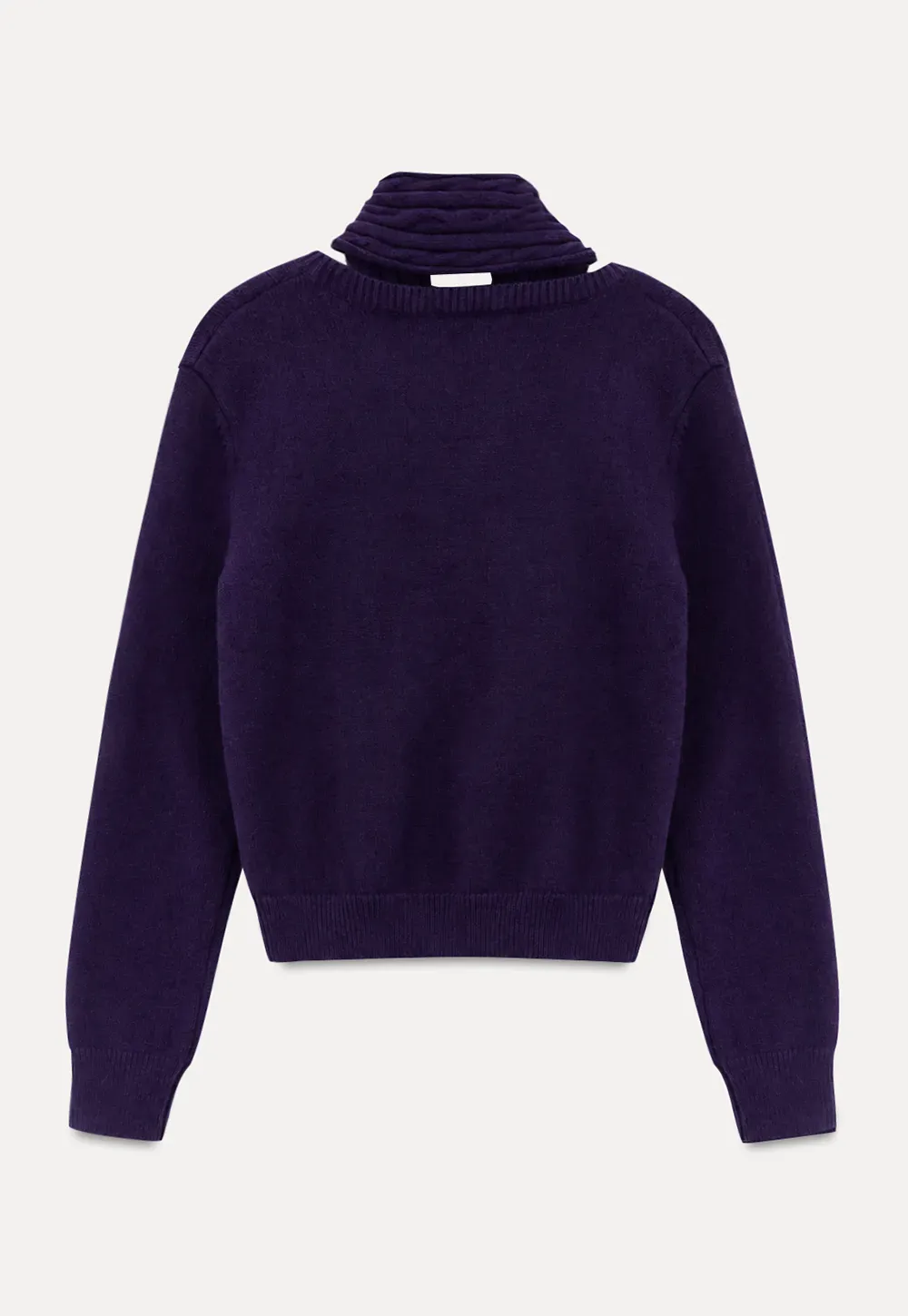 Cropped Ribbed Knit Sweater with Detachable Cowl Neck