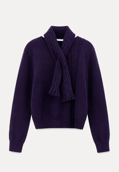 Cropped Ribbed Knit Sweater with Detachable Cowl Neck