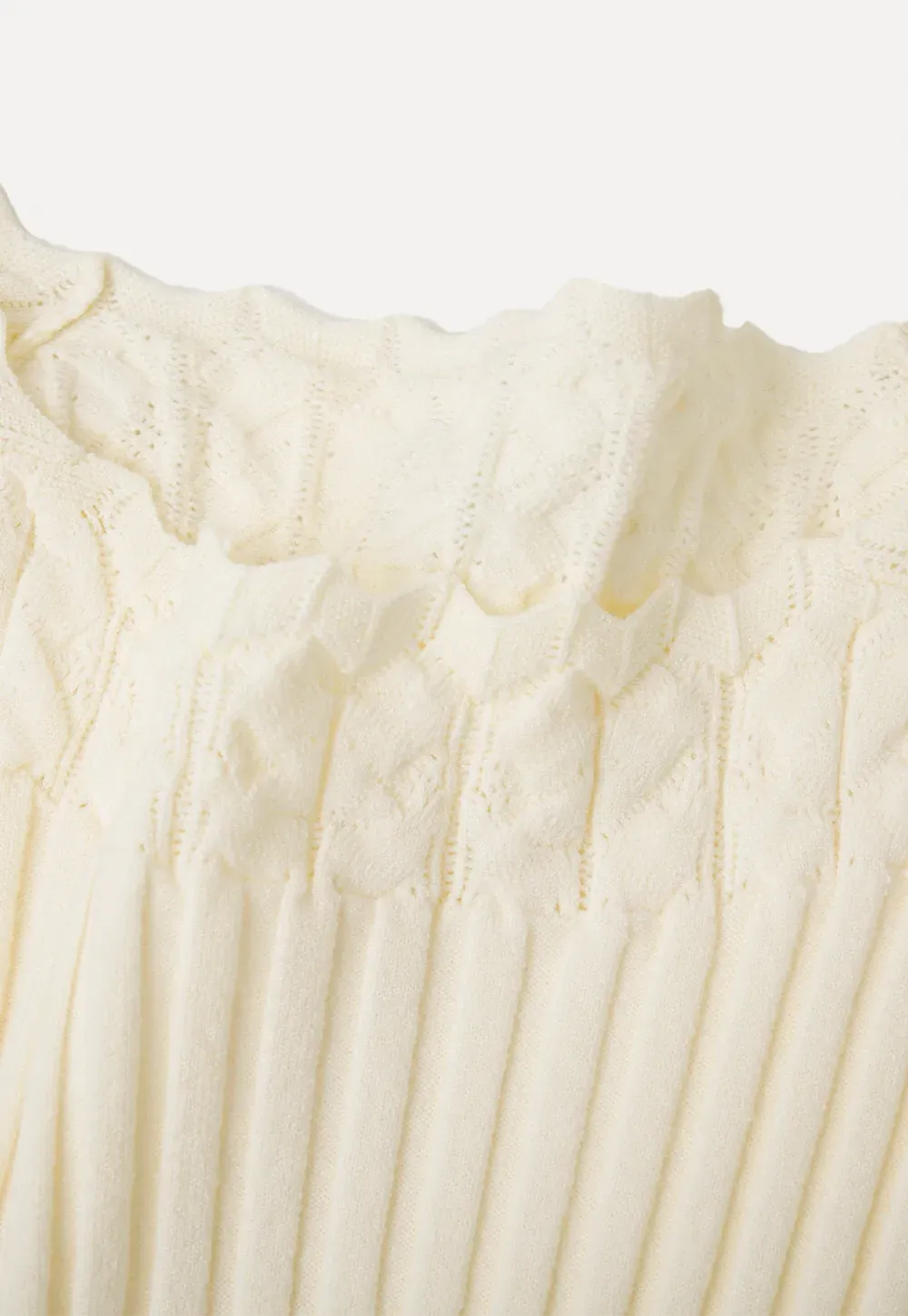 Scalloped Neck Ribbed Knit Cropped Sweater