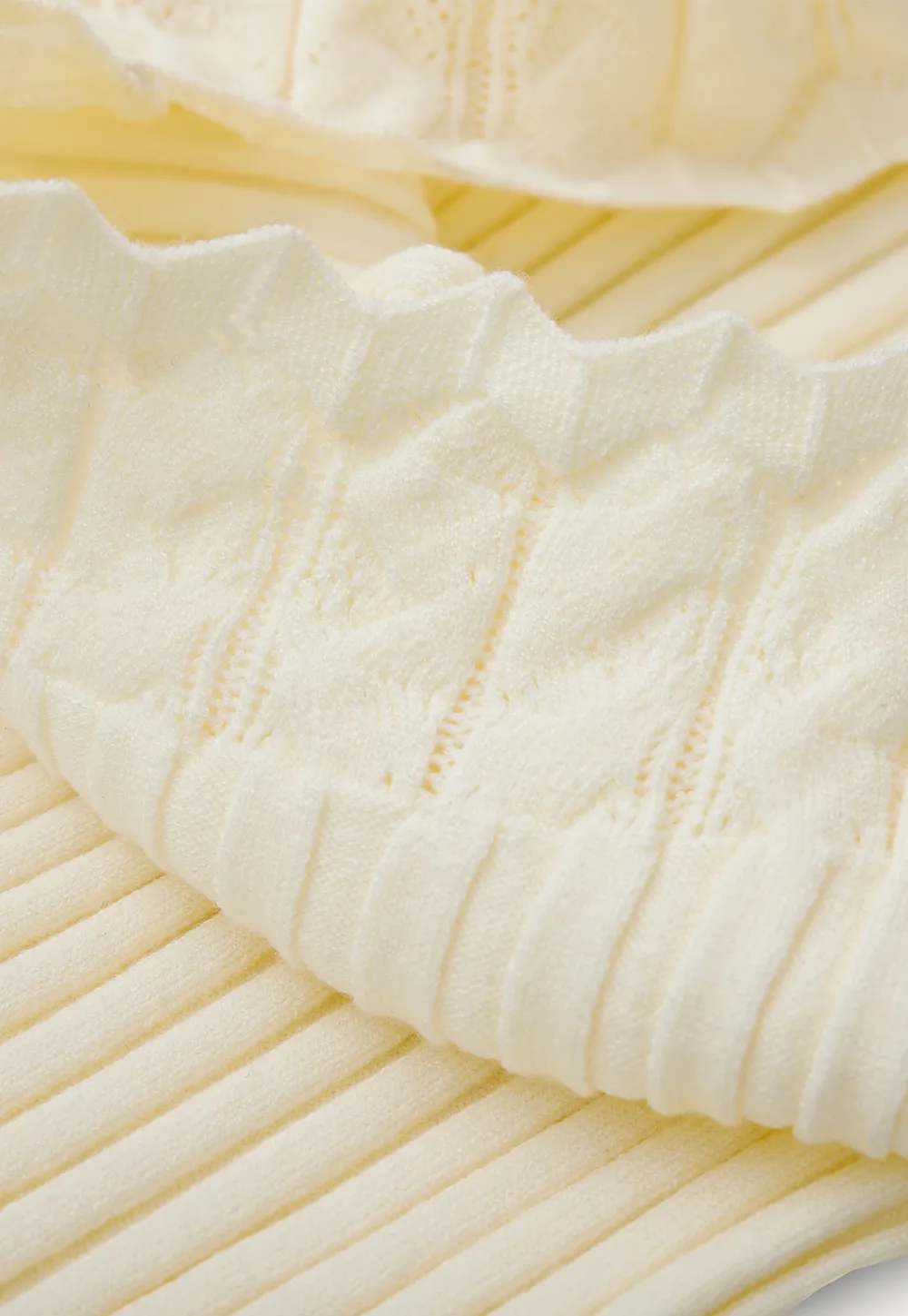 Scalloped Neck Ribbed Knit Cropped Sweater