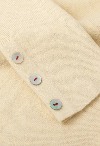 Ribbed Knit Sweater with Buttoned Cuff Detail