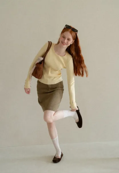 Ribbed Knit Sweater with Buttoned Cuff Detail