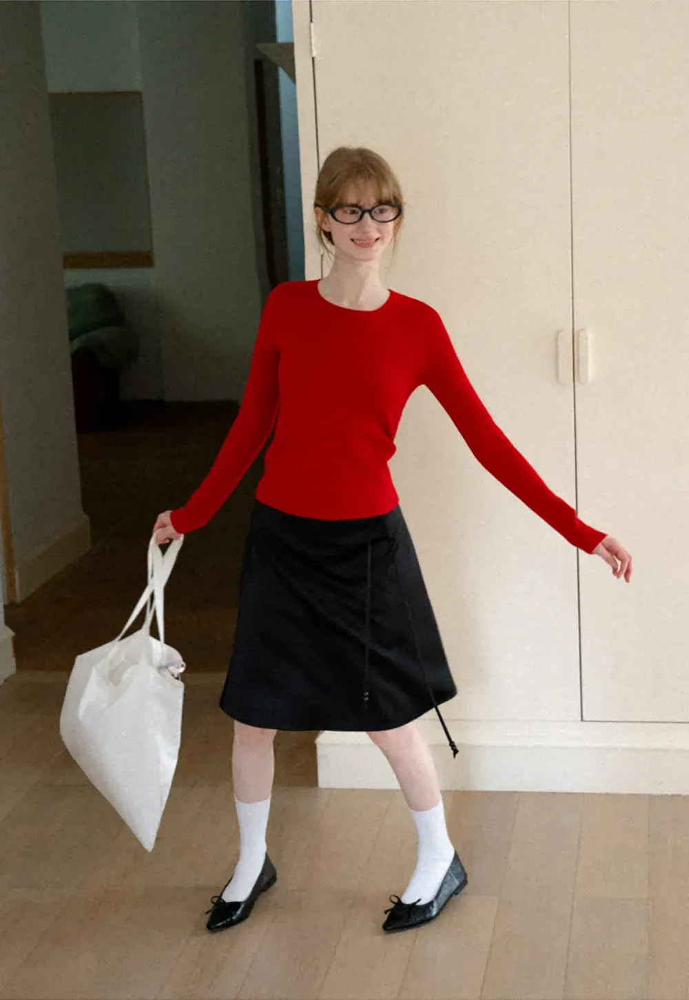 Ribbed Knit Sweater with Buttoned Cuff Detail