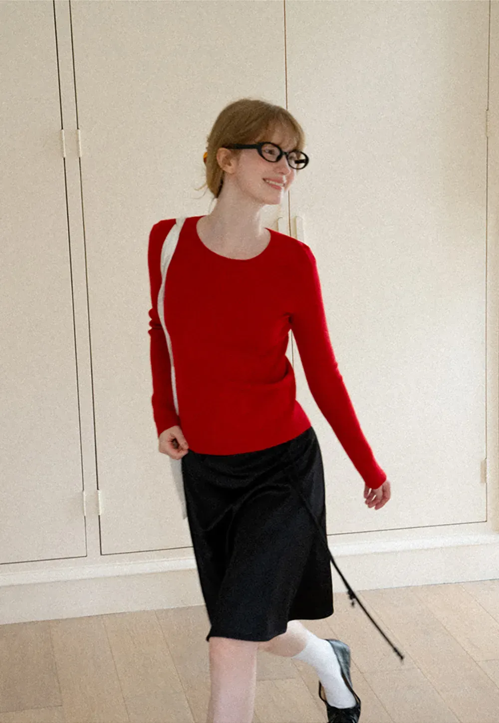 Ribbed Knit Sweater with Buttoned Cuff Detail