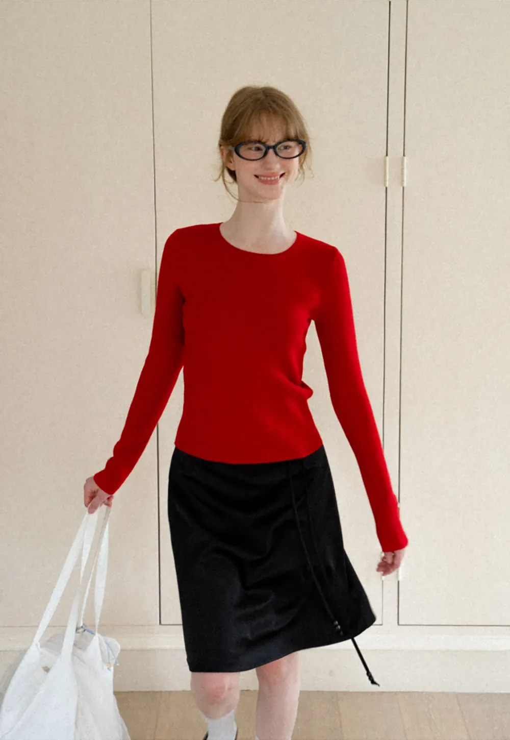 Ribbed Knit Sweater with Buttoned Cuff Detail