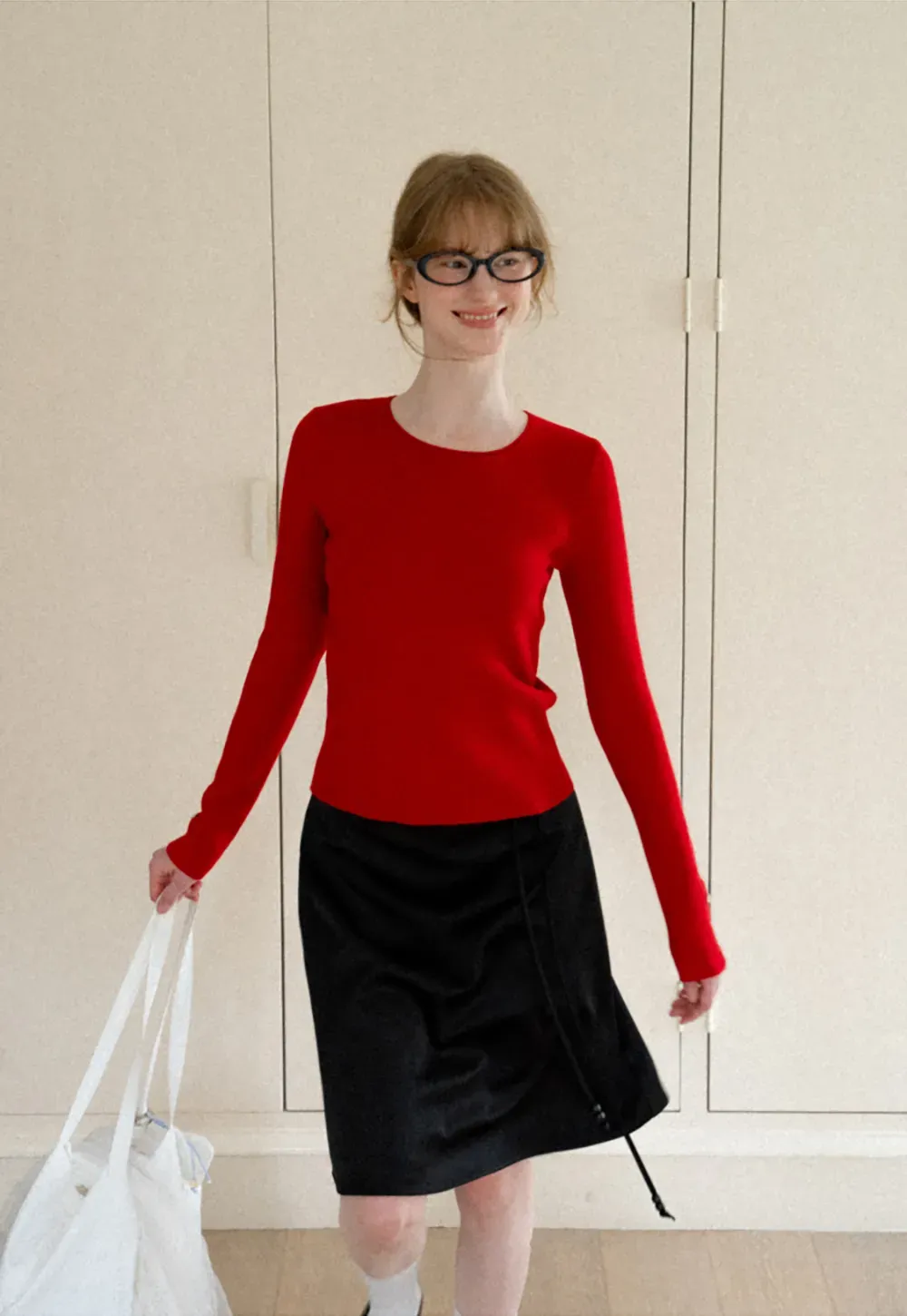 Ribbed Knit Sweater with Buttoned Cuff Detail
