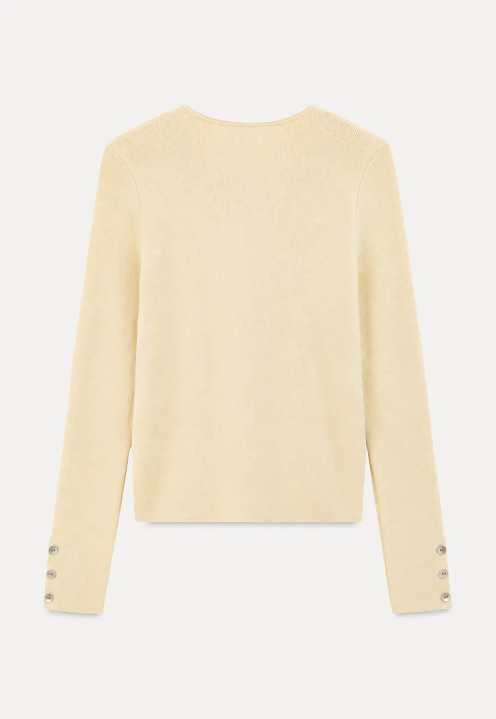Ribbed Knit Sweater with Buttoned Cuff Detail