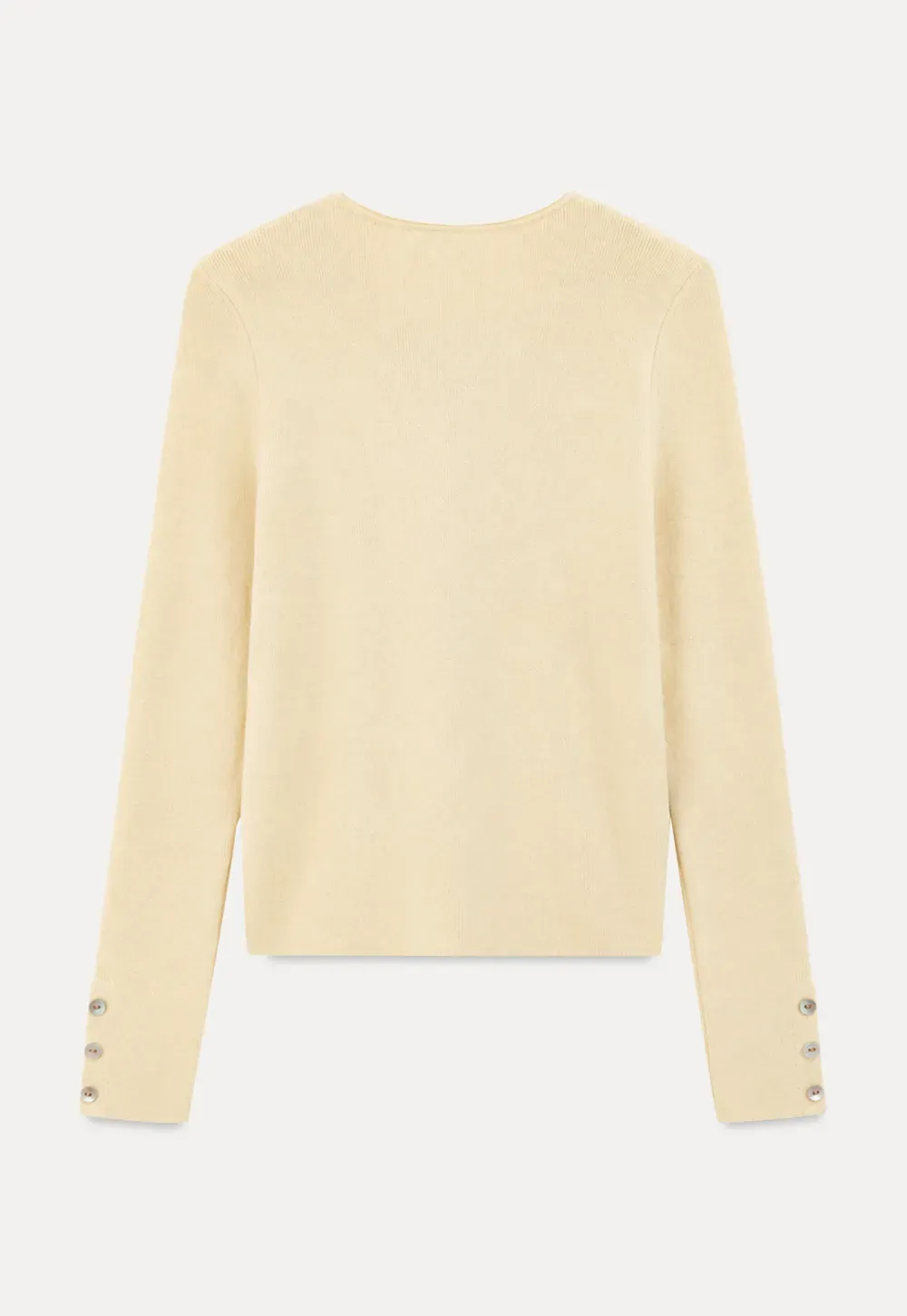 Ribbed Knit Sweater with Buttoned Cuff Detail