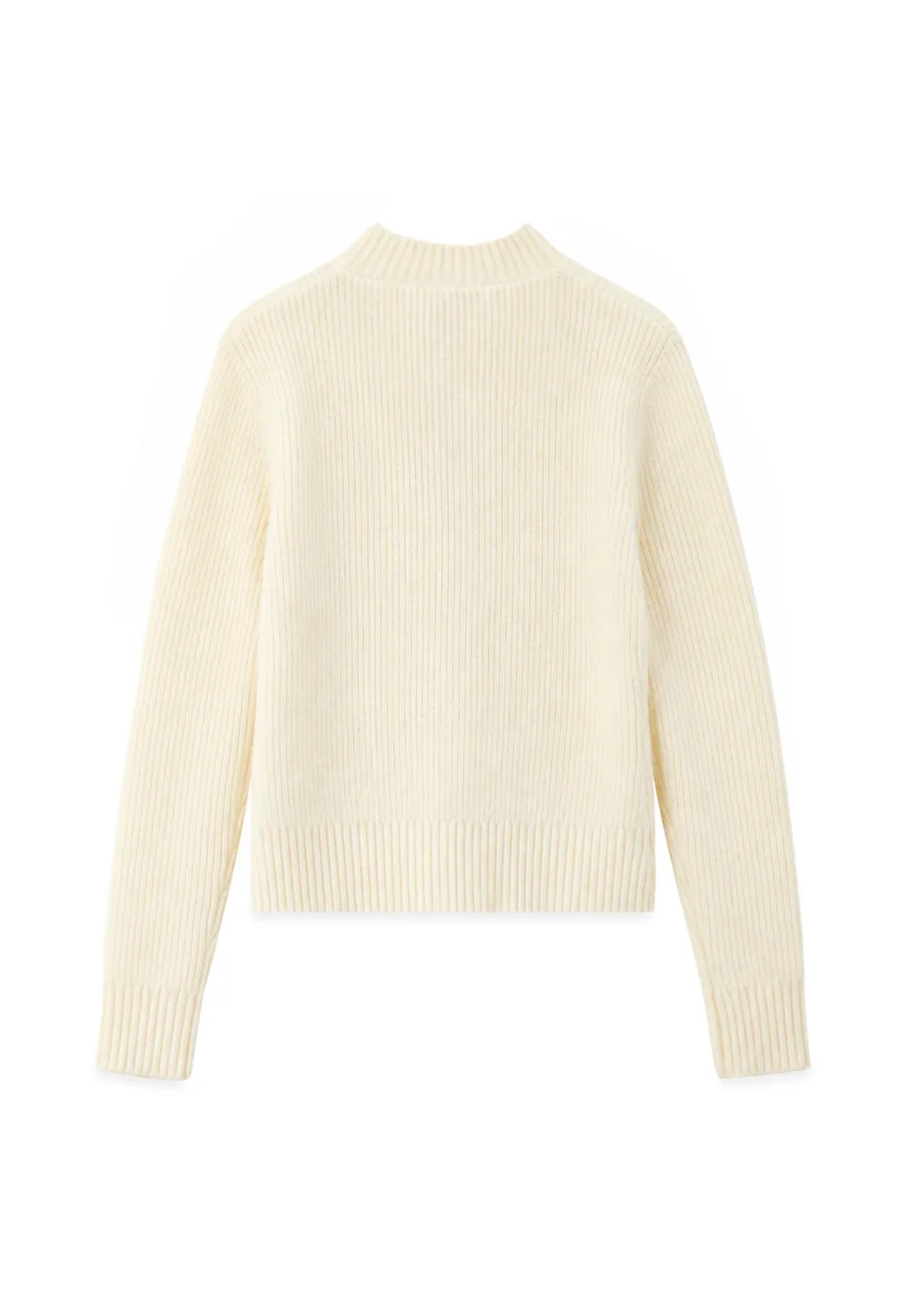 Cable Knit Zip Front Ribbed Woolen Knit Sweater