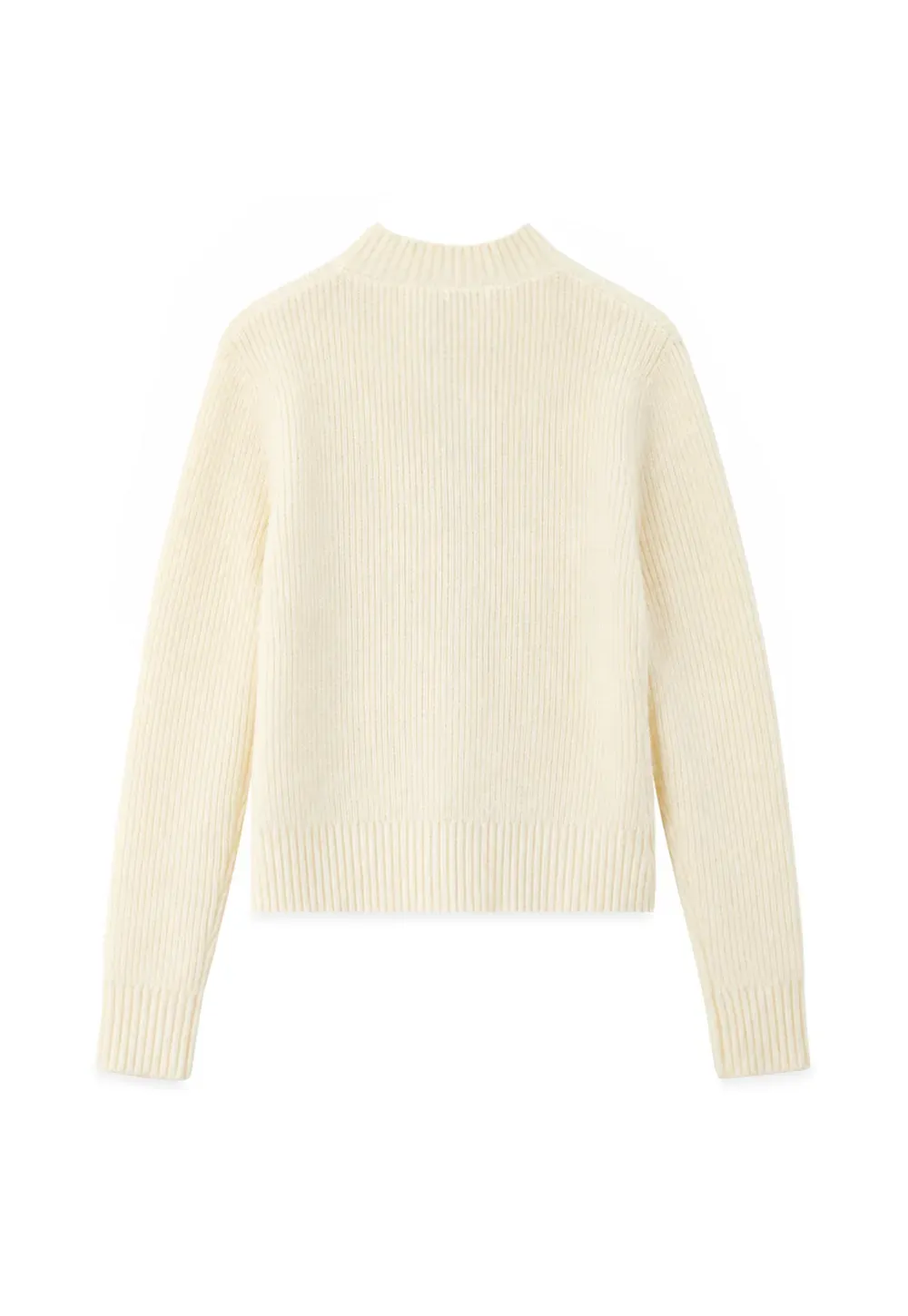 Cable Knit Zip Front Ribbed Woolen Knit Sweater