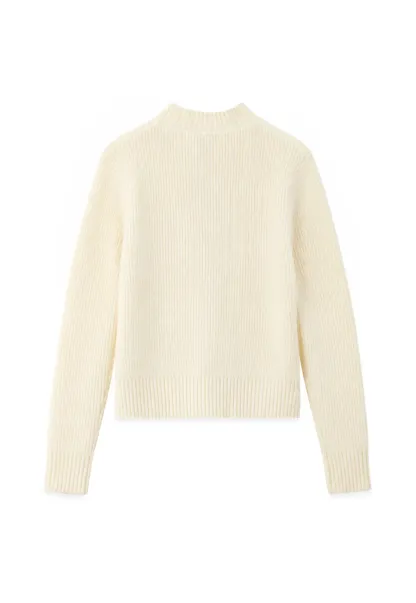 Cable Knit Zip Front Ribbed Woolen Knit Sweater