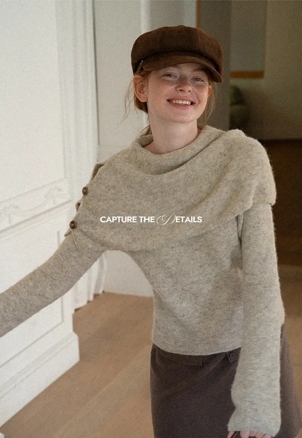 Asymmetrical Draped Cowl Neck Woolen Knit Sweater