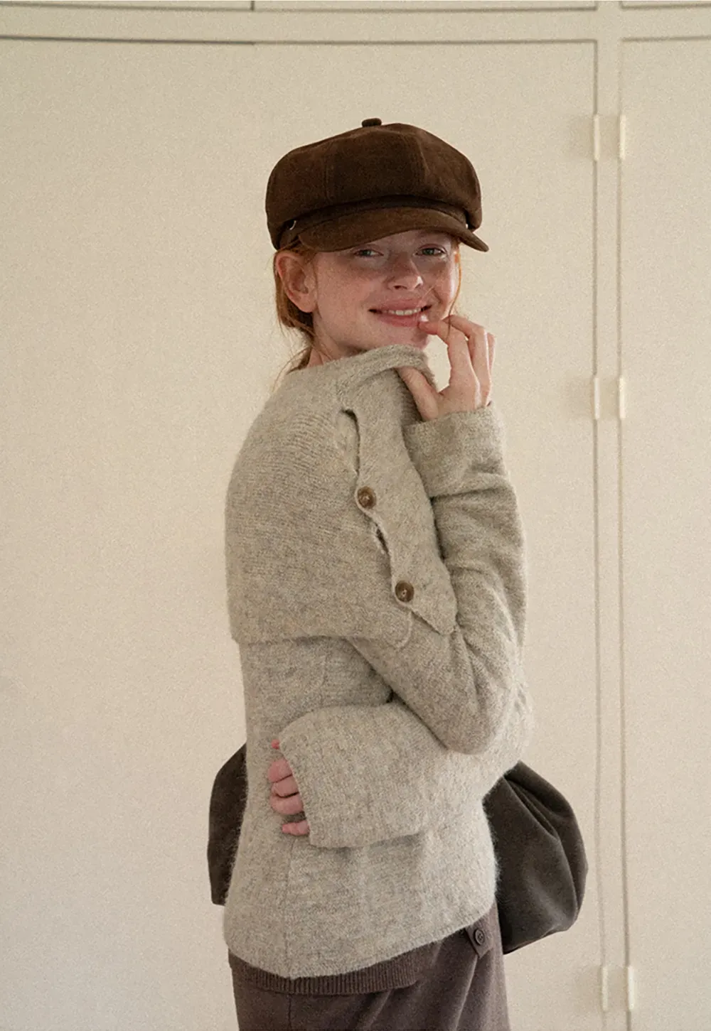 Asymmetrical Draped Cowl Neck Woolen Knit Sweater