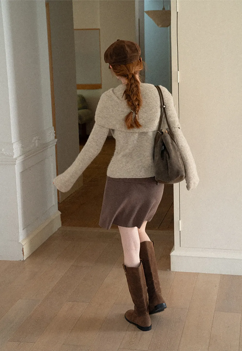 Asymmetrical Draped Cowl Neck Woolen Knit Sweater