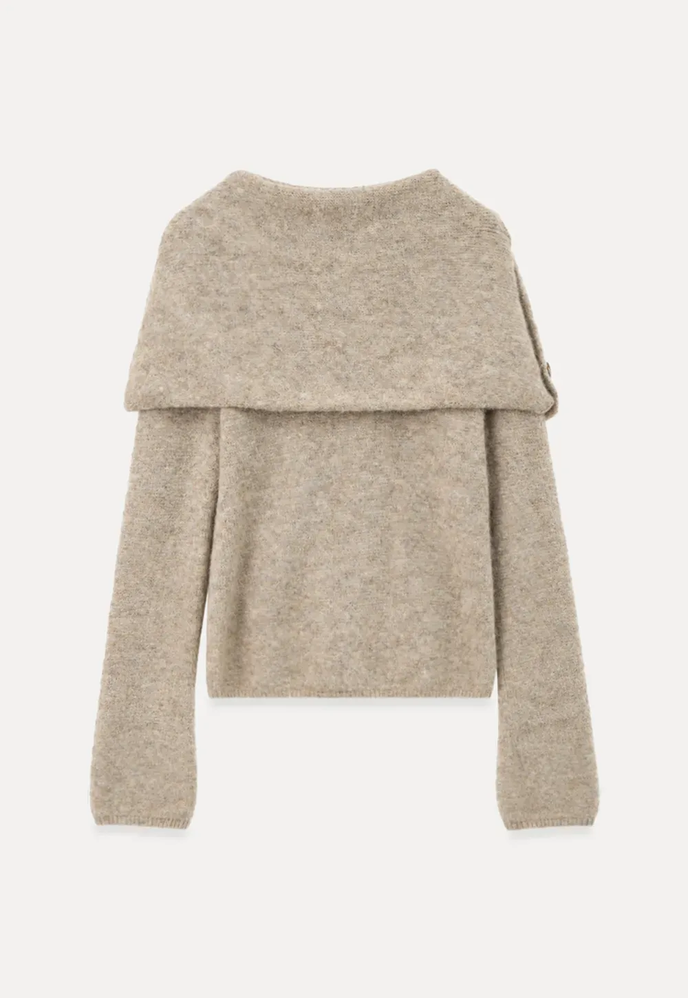 Asymmetrical Draped Cowl Neck Woolen Knit Sweater