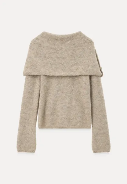 Asymmetrical Draped Cowl Neck Woolen Knit Sweater