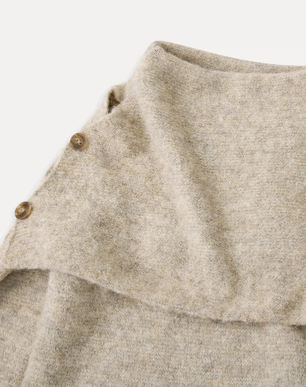 Asymmetrical Draped Cowl Neck Woolen Knit Sweater