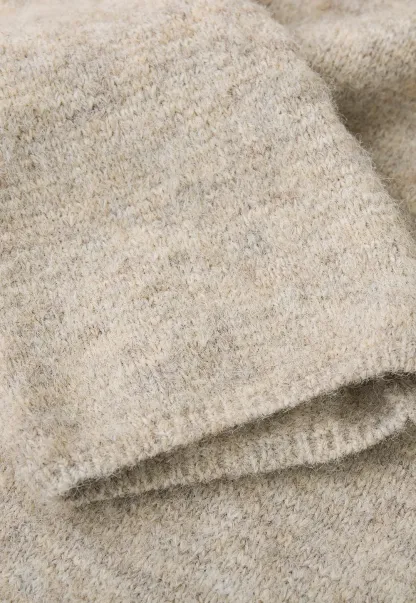 Asymmetrical Draped Cowl Neck Woolen Knit Sweater