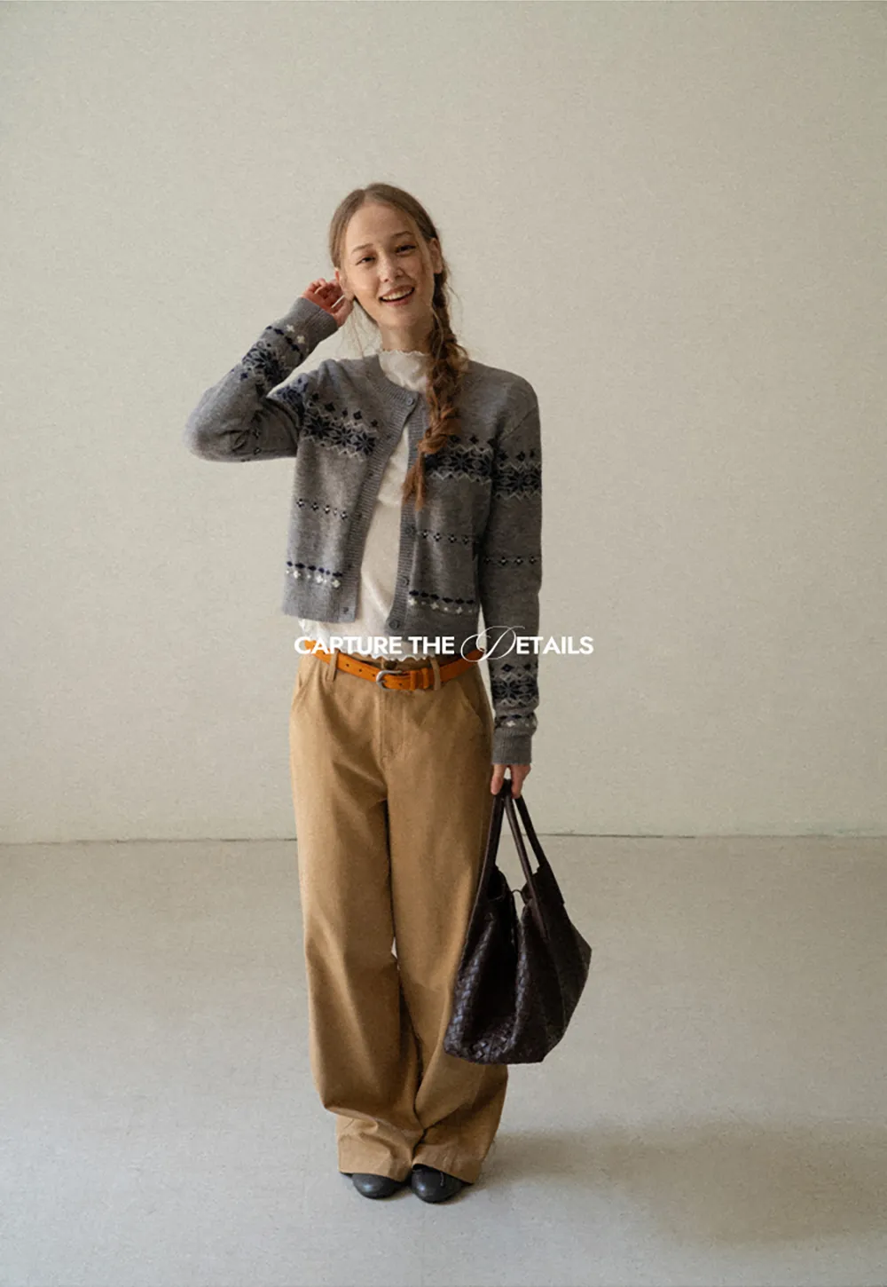 Fair Isle Patterned Cropped Cardigan Woolen Knit Sweater