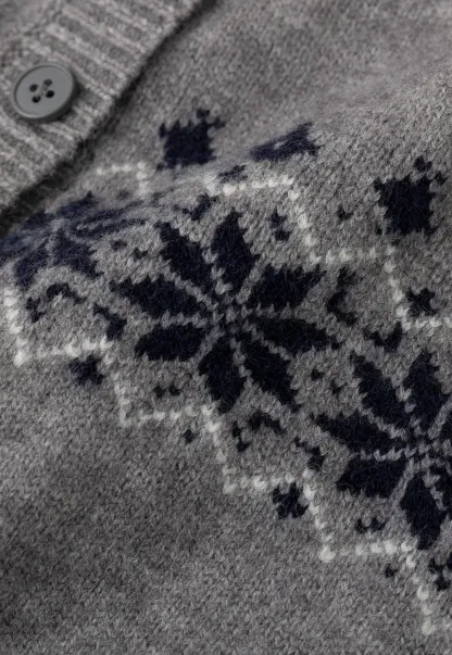 Fair Isle Patterned Cropped Cardigan Woolen Knit Sweater