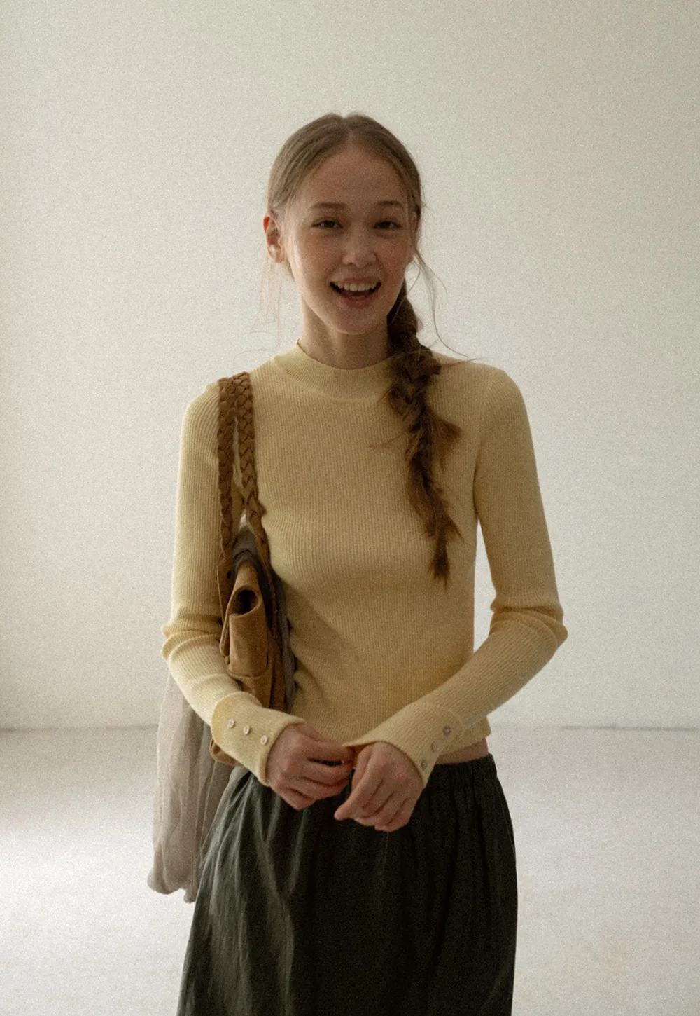Ribbed Knit Long Sleeve Crew Neck Sweater
