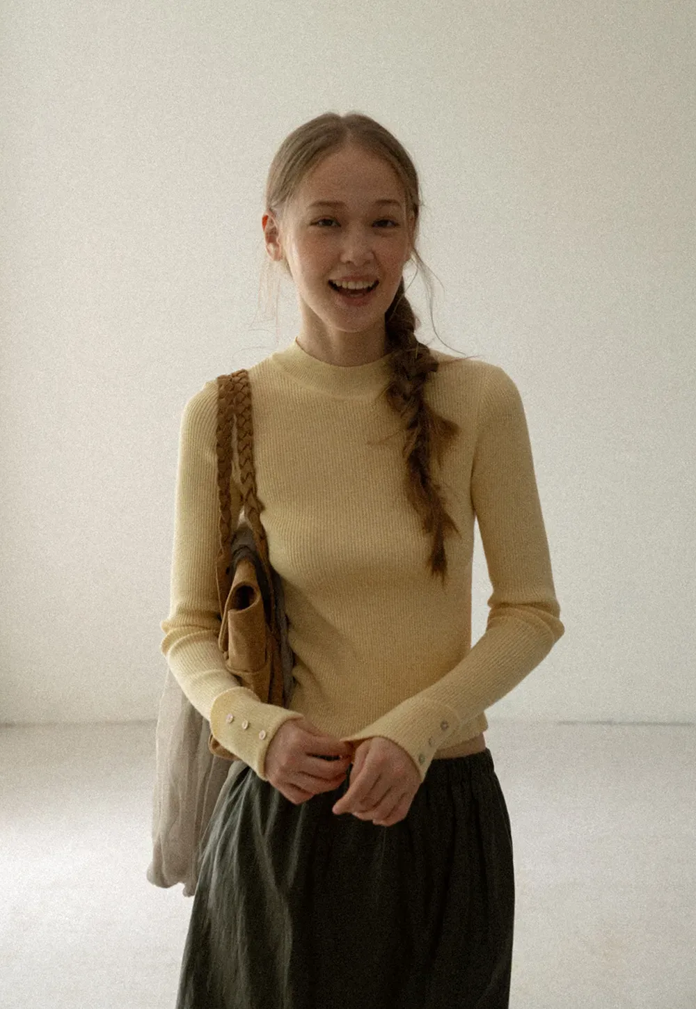 Ribbed Knit Long Sleeve Crew Neck Sweater