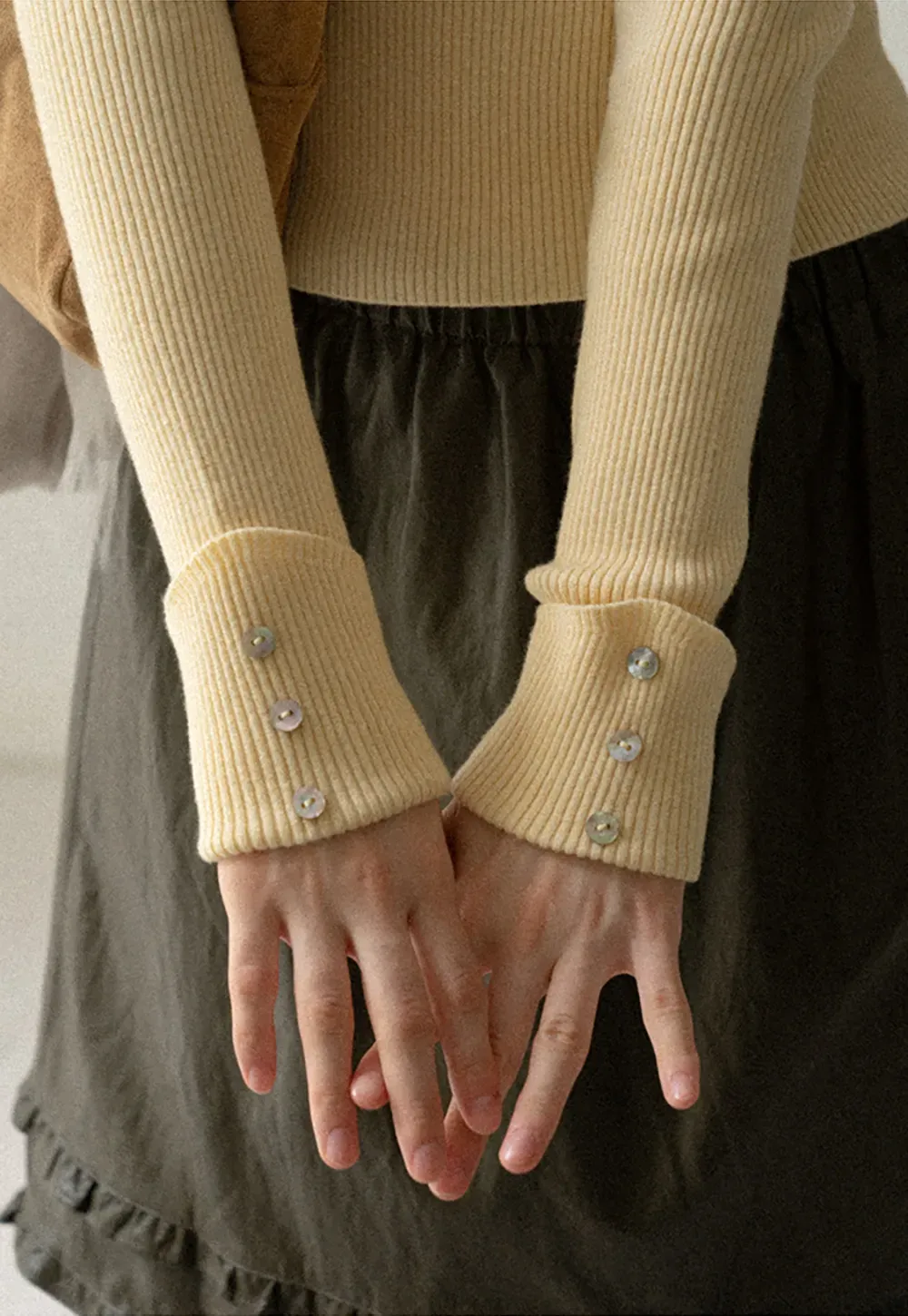 Ribbed Knit Long Sleeve Crew Neck Sweater