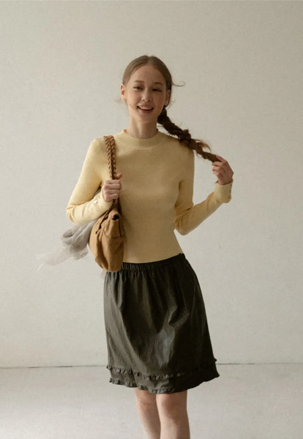Ribbed Knit Long Sleeve Crew Neck Sweater