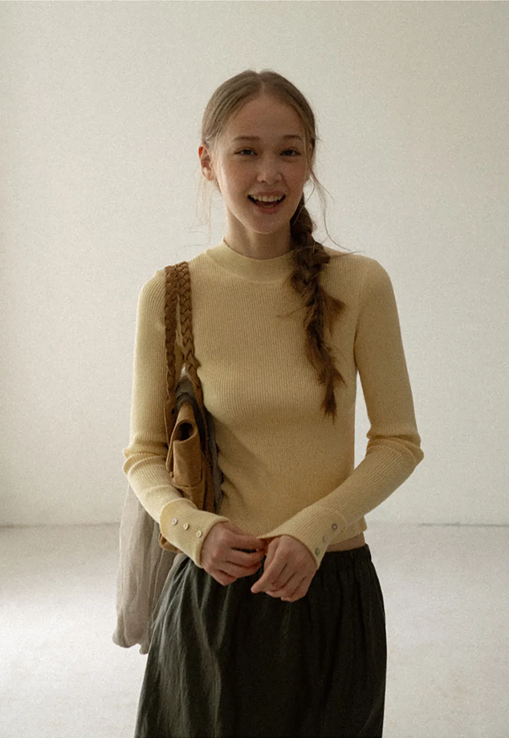 Ribbed Knit Long Sleeve Crew Neck Sweater