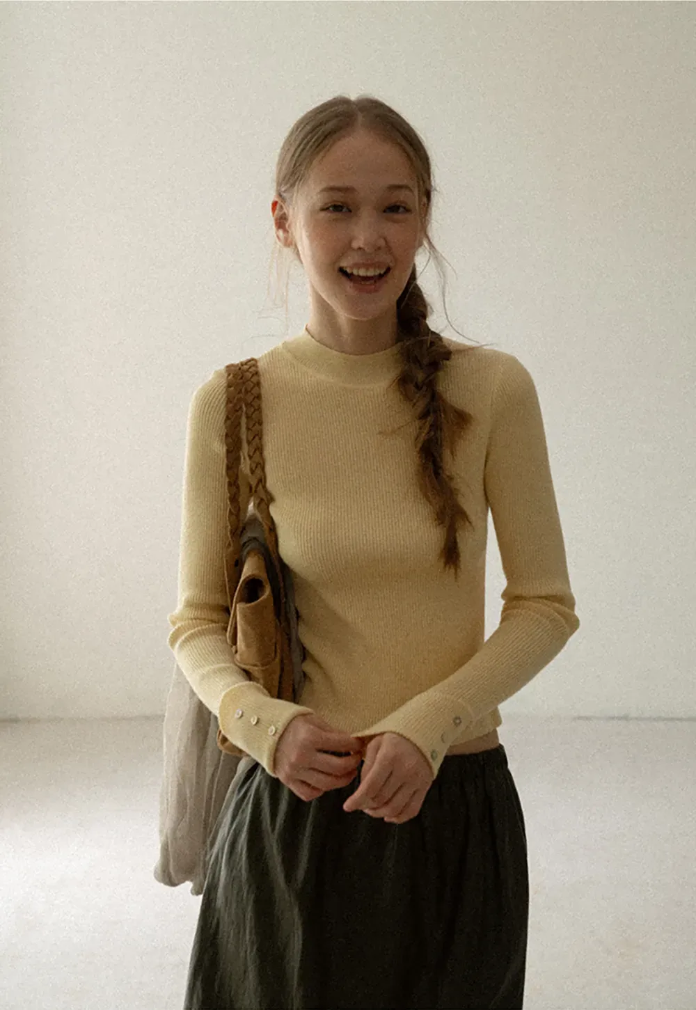 Ribbed Knit Long Sleeve Crew Neck Sweater