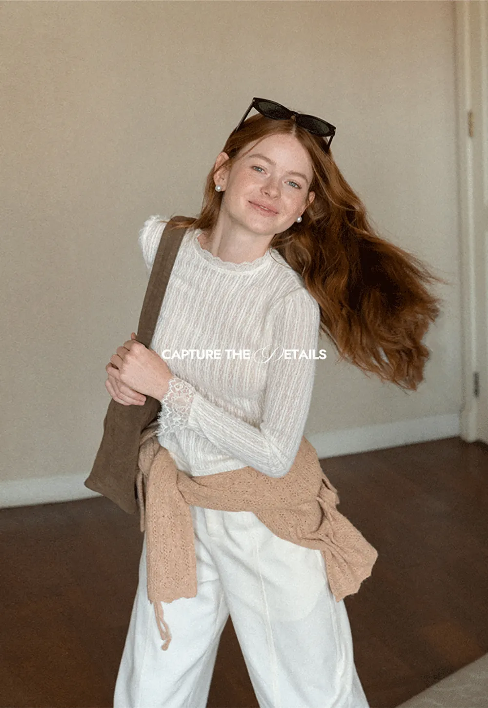 Lace Trim Collar Ribbed Knit Cardigan and T Shirt