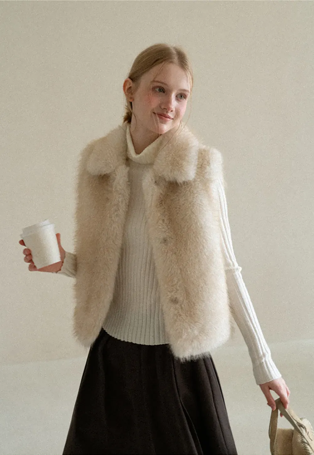 Ribbed Knit Turtleneck Long Sleeve Sweater
