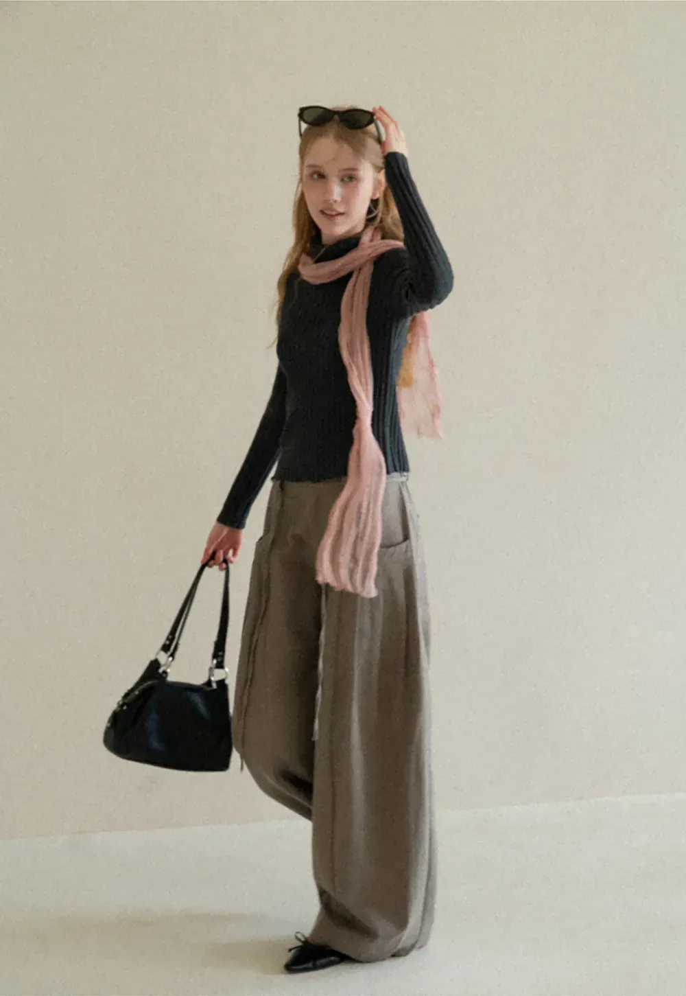Ribbed Knit Turtleneck Long Sleeve Sweater