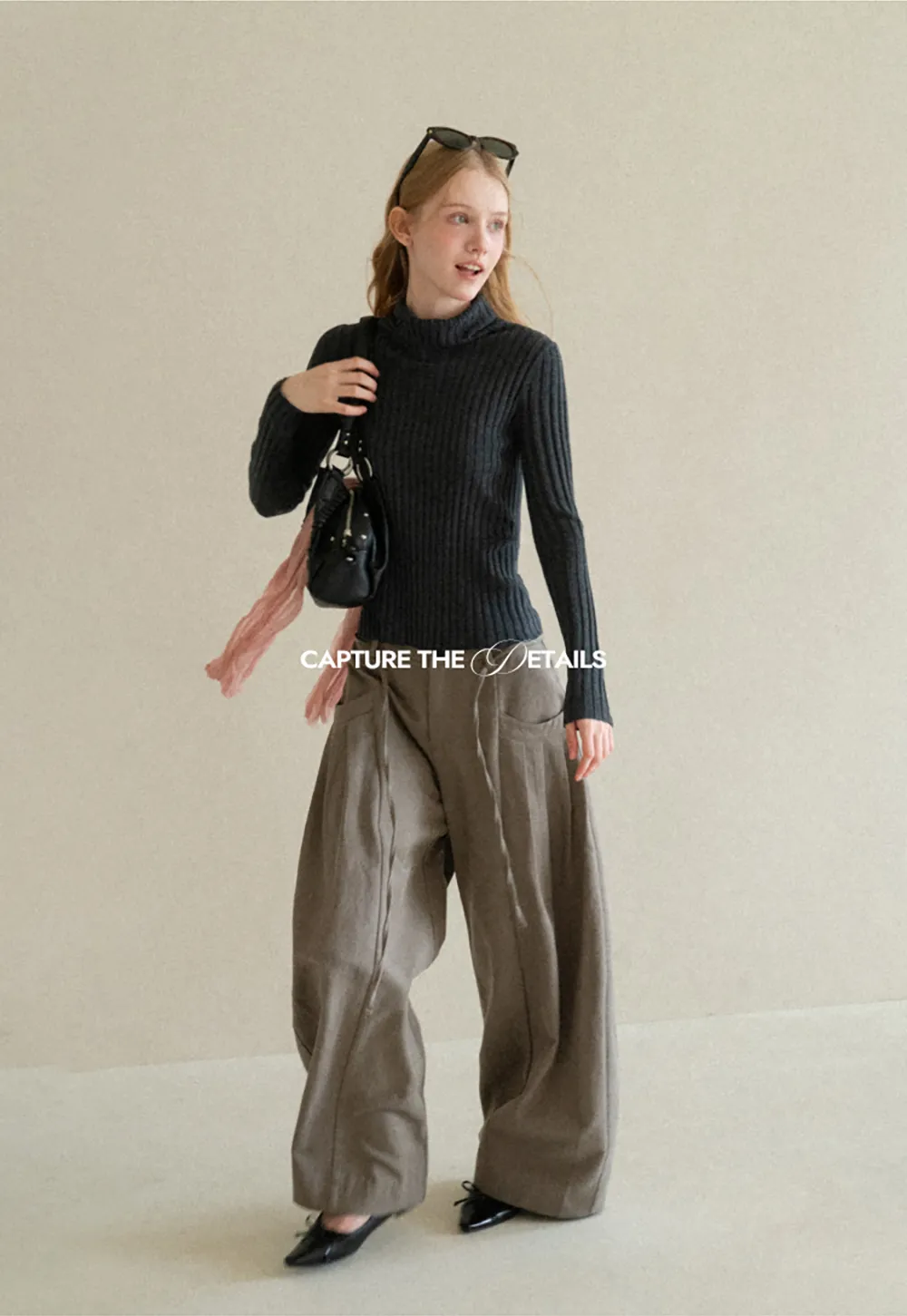 Ribbed Knit Turtleneck Long Sleeve Sweater
