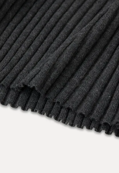 Ribbed Knit Turtleneck Long Sleeve Sweater