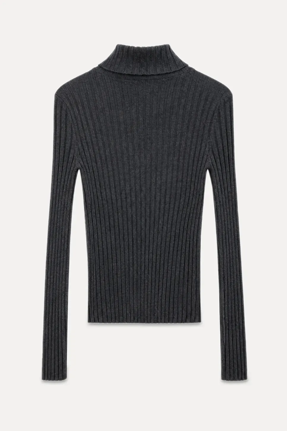 Ribbed Knit Turtleneck Long Sleeve Sweater