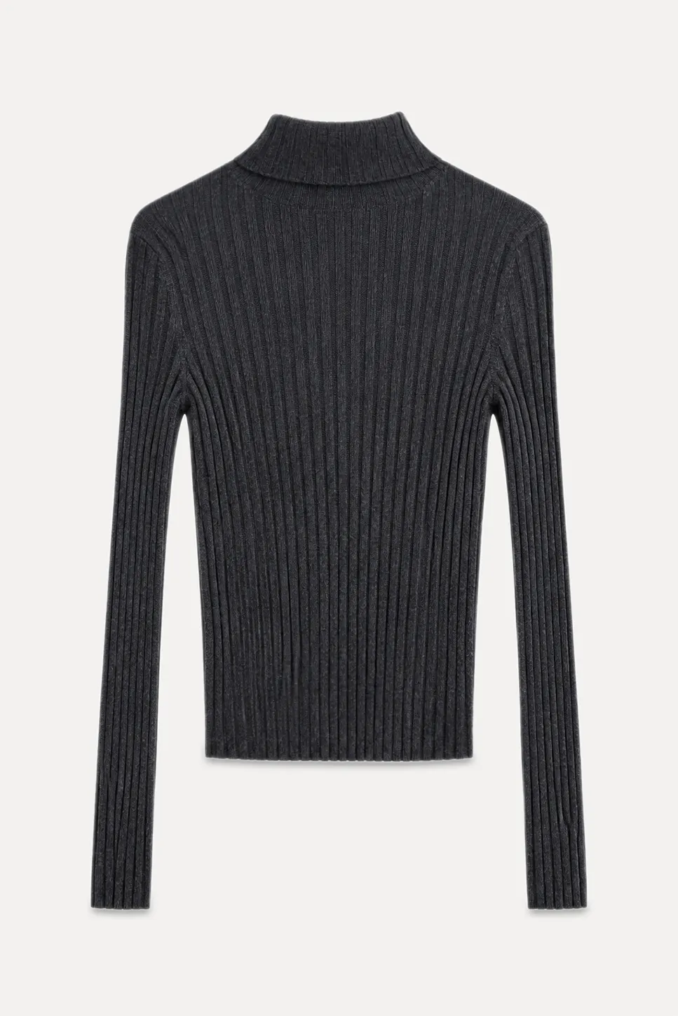 Ribbed Knit Turtleneck Long Sleeve Sweater