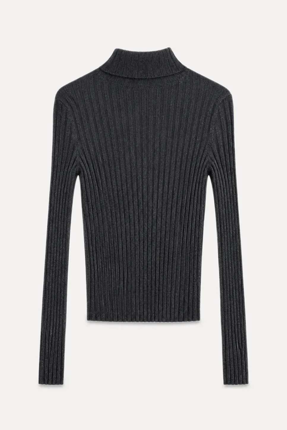 Ribbed Knit Turtleneck Long Sleeve Sweater