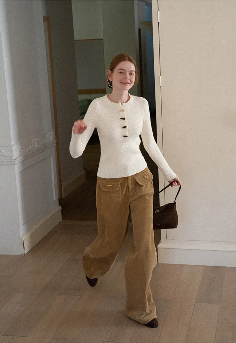 Ribbed Knit Henley Button Front Sweater